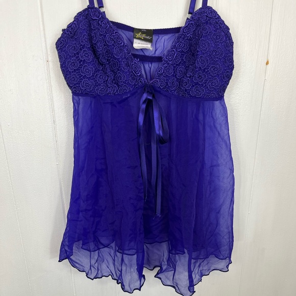 Frederick’s Of Hollywood Purple Sheer Babydoll Cami Sz M - Picture 9 of 10